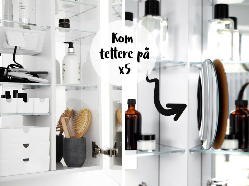 Speilskap med forstørrelsesspeil