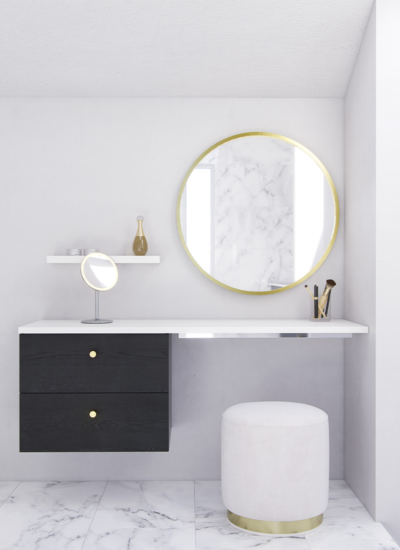 Dansani Inzo baderomsmøbel med lang benkeplate til sminkeplass