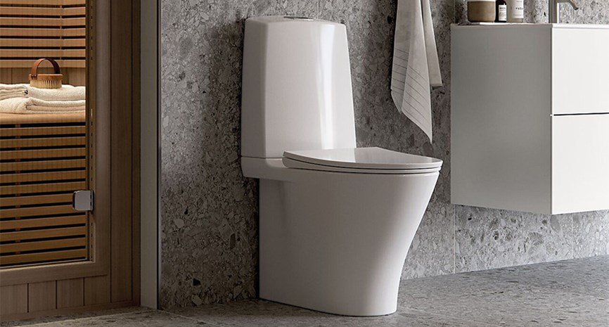 Porsgrund Glow gulvstående toalett, klassisk hvit med kondensfri sisterne