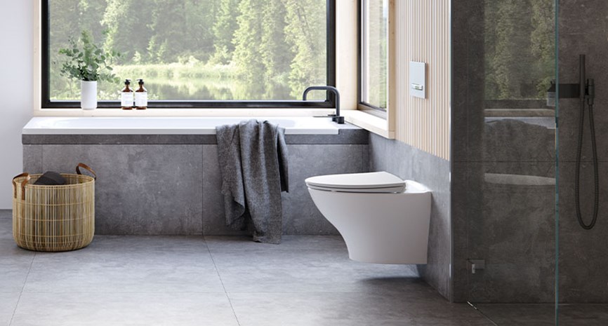 Porsgrund Bad Glow 66 vegghengt toalett i et baderomsmiljø