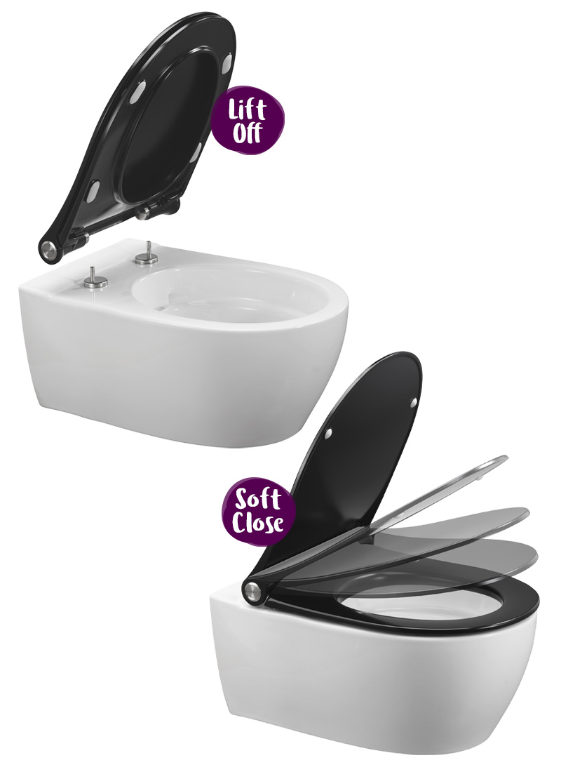 Lift off- og myktlukkende funksjon for toalettsetet