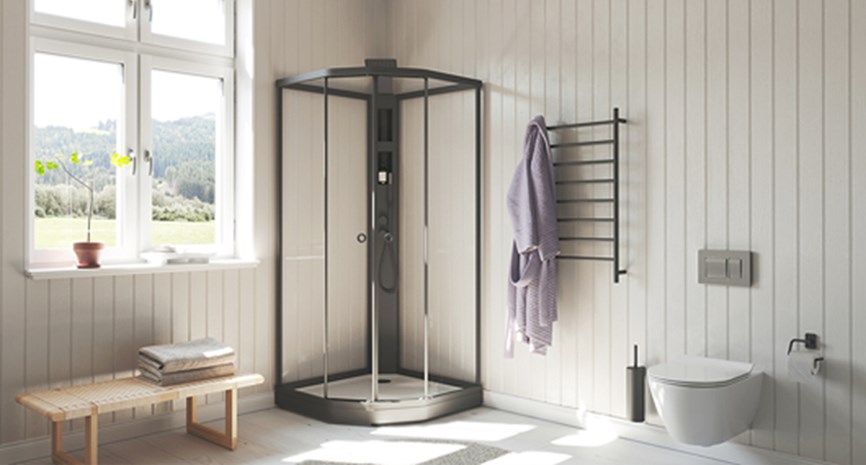 Macro Design Flow dusjkabinett moderne og stilrent i sort matt