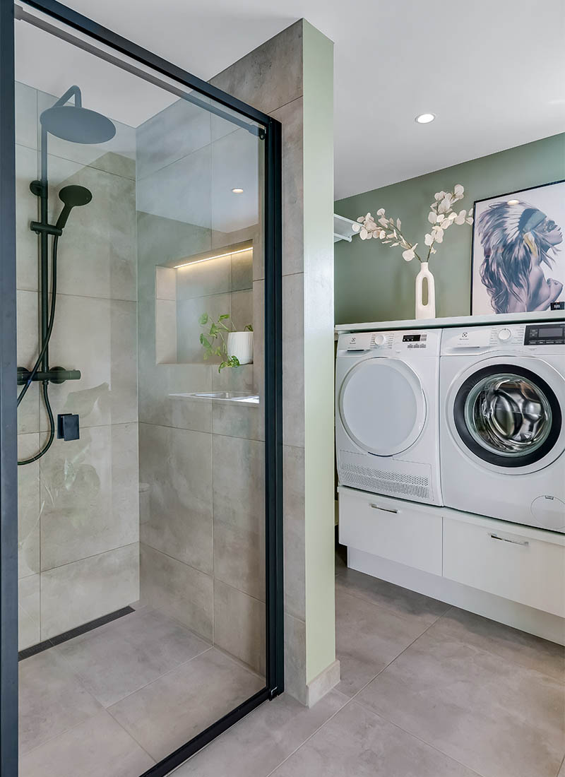 Baderom og vaskerom er delt med lettvegg