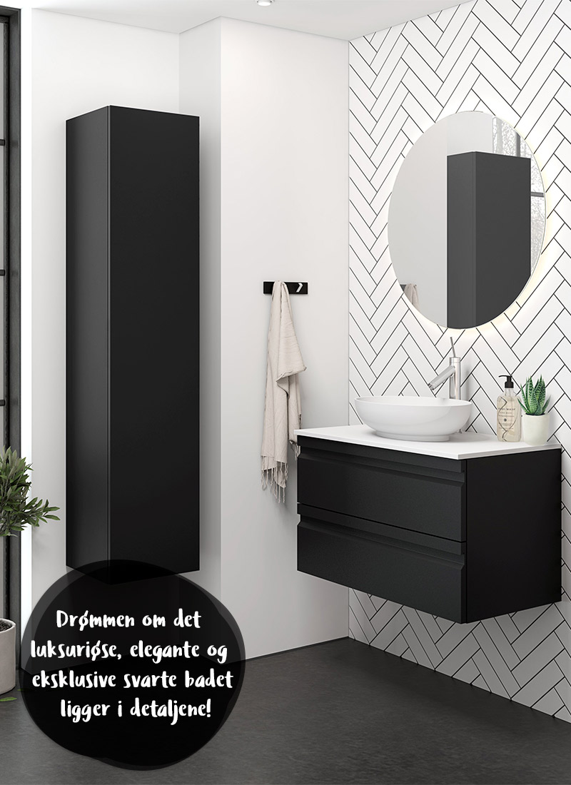 Dansani Inzo baderomsmøbel i sort gummilakk